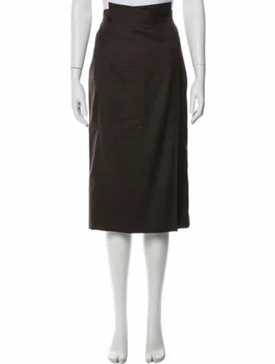 Pre-owned Gianfranco Ferre Wool Midi Length Skirt In Brown