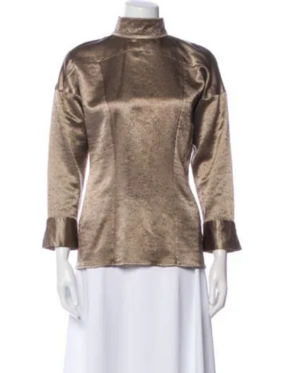 Pre-owned Gianfranco Ferre Wool Mock Neck Sweatshirt In Brown