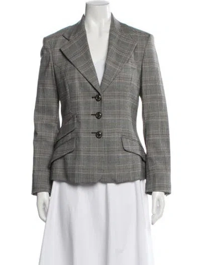 Pre-owned Gianfranco Ferre Wool Plaid Print In Black