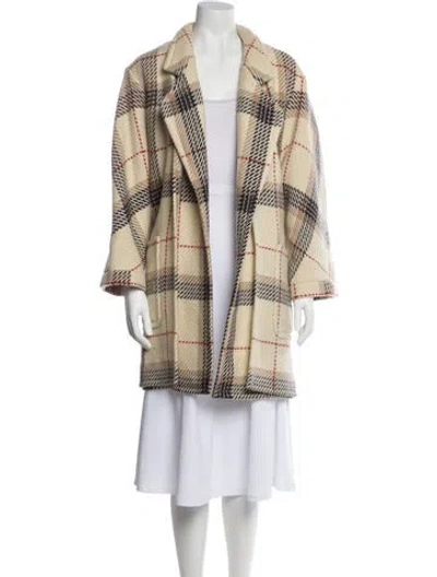 Pre-owned Gianfranco Ferre Wool Plaid Print Coat In Neutral