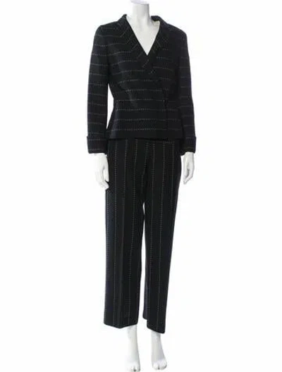 Pre-owned Gianfranco Ferre Wool Striped Pant Set In Black