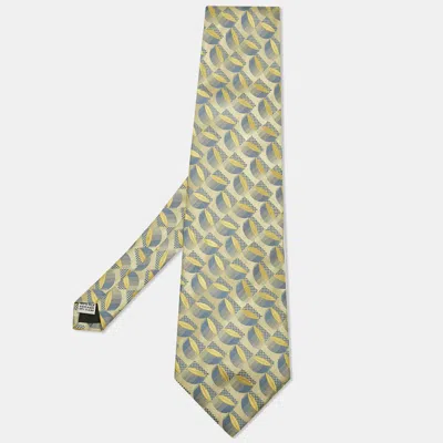 Pre-owned Gianfranco Ferre Yellow Patterned Silk Traditional Tie