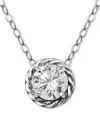 Giani Bernini (1 1/4 Cttw) 6mm Round Cubic Zirconia With Polished Rope Style Border Necklace. 16" + 2" Extender. 1 In Silver