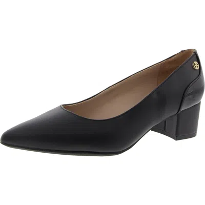 Giani Bernini 10019756000 Womens Two Tone Faux Leather Block Heels In Navy
