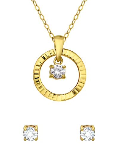 Giani Bernini 2-pc. Cubic Zirconia (1-1/5 Ct. T.w.) Open Circle Pendant Necklace And Stud Earrings Set In Gold