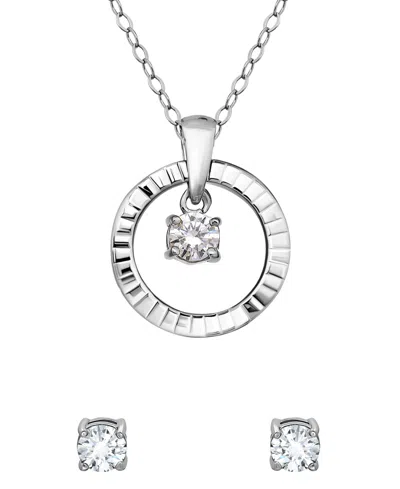 Giani Bernini 2-pc. Cubic Zirconia (1-1/5 Ct. T.w.) Open Circle Pendant Necklace And Stud Earrings Set In Silver