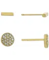 Giani Bernini 2-pc. Cubic Zirconia Cluster & Bar Stud Earrings In Gold-plated Sterling Silver, Created For Macy's In Gold