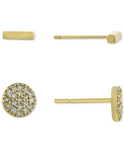 Giani Bernini 2-pc. Cubic Zirconia Cluster & Bar Stud Earrings In Gold-plated Sterling Silver, Created For Macy's