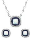 Giani Bernini 2-pc. Set Blue Topaz (1/2 Ct. T.w.), Cubic Zirconia & Enamel Pendant Necklace & Matching Stud Earrin In Metallic
