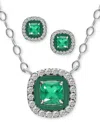 Giani Bernini 2-pc. Set Blue Topaz (1/2 Ct. T.w.), Cubic Zirconia & Enamel Pendant Necklace & Matching Stud Earrin In Metallic