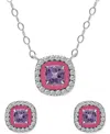 Giani Bernini 2-pc. Set Blue Topaz (1/2 Ct. T.w.), Cubic Zirconia & Enamel Pendant Necklace & Matching Stud Earrin In Metallic