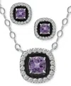 Giani Bernini 2-pc. Set Blue Topaz (1/2 Ct. T.w.), Cubic Zirconia & Enamel Pendant Necklace & Matching Stud Earrin In Multi