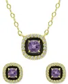 Giani Bernini 2-pc. Set Blue Topaz (1/2 Ct. T.w.), Cubic Zirconia & Enamel Pendant Necklace & Matching Stud Earrin In Multi