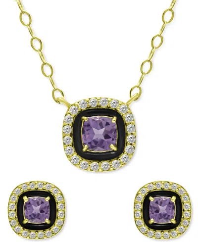 Giani Bernini 2-pc. Set Blue Topaz (1/2 Ct. T.w.), Cubic Zirconia & Enamel Pendant Necklace & Matching Stud Earrin In Multi