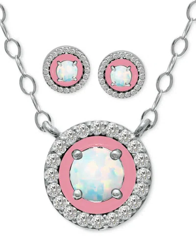 Giani Bernini 2-pc. Set Blue Topaz, Cubic Zirconia & Enamel Pendant Necklace & Matching Stud Earrings (also In Ame In Metallic