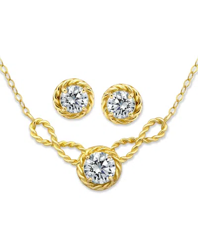 Giani Bernini 2-pc. Set Cubic Zirconia (2-7/8 Ct. T.w.) Infinity Rope Frontal Necklace & Round Rope Border Stud Ea In Gold