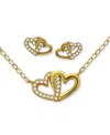 Giani Bernini 2-pc. Set Cubic Zirconia Double Heart Pendant Necklace & Matching Stud Earrings In 18k Gold-plated S In Gold