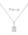Giani Bernini 2-pc. Set Cubic Zirconia Emerald-cut Pendant Necklace & Complementing Stud Earrings In Sterling Silv In Sterling Silver