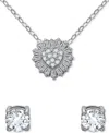 Giani Bernini 2-pc. Set Cubic Zirconia Heart Pendant Necklace & Solitaire Stud Earrings, Created For Macy's In Silver