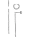 Giani Bernini 2-pc. Set Cubic Zirconia Huggie Hoop & Linear Drop Earrings In Sterling Silver, Created For Macy's In Sterling Silver