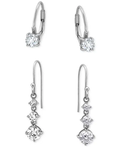Giani Bernini 2-pc. Set Cubic Zirconia Leverback & Dangle Drop Earrings In Sterling Silver, Created For Macy's