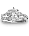 Giani Bernini 2-pc. Set Cubic Zirconia Ring & Matching Band In Sterling Silver, Created For Macy's In White