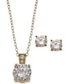 Giani Bernini 2-pc. Set Cubic Zirconia Round Pendant Necklace And Stud Earring Set In 18k Gold-plated Sterling Sil In Gold