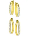 Giani Bernini 2-pc. Set Cubic Zirconia Small Hoop Earrings, Created For Macy's In Gold
