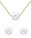 Giani Bernini 2-pc. Set Freshwater Pearl (8 & 10mm) Solitaire Pendant Necklace & Matching Stud Earrings In 18k Gol In Metallic