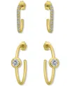 Giani Bernini 2-pc. Set Pave Cubic Zirconia & Round Bezel Set Cubic Zirconia Hoop Earrings In 18k Gold Over Sterli In Silver