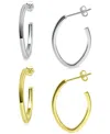 Giani Bernini 2-pc. Set Polished Hoop Earrings In Sterling Silver & 18k Gold-plate, 1", Created For Macy's In Two-tone