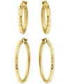 Giani Bernini 2-pc. Set Textured Small Hoop Earrings In 18k Yellow Gold Over Sterling Silver, Macy's Exclusive In Gold