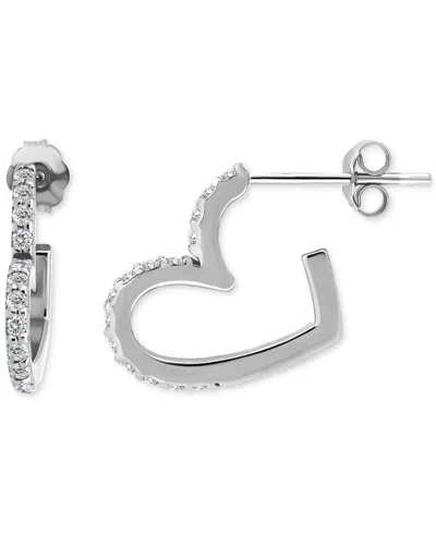 Giani Bernini (3/8 Cttw) Pave Cubic Zirconia Heart Shaped Half Hoop Post Earrings. 18kt Gold Over Sterling Silver.