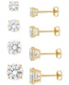 Giani Bernini 4-pc. Set Cubic Zirconia Graduated Solitaire Stud Earrings In 18k Gold-plated Sterling Silver, Creat In Gold