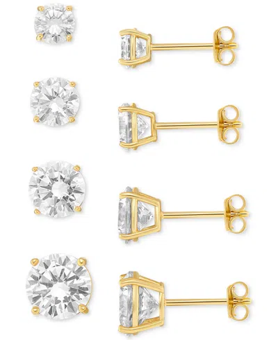 Giani Bernini 4-pc. Set Cubic Zirconia Graduated Solitaire Stud Earrings In 18k Gold-plated Sterling Silver, Creat