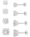 Giani Bernini 4-pc. Set Cubic Zirconia Graduated Solitaire Stud Earrings In Sterling Silver, Created For Macy's In Sterling Silver