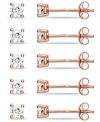 Giani Bernini 5-pc. Set Cubic Zirconia Stud Earrings, Created For Macy's In Rose Gold Over Sterling Silver