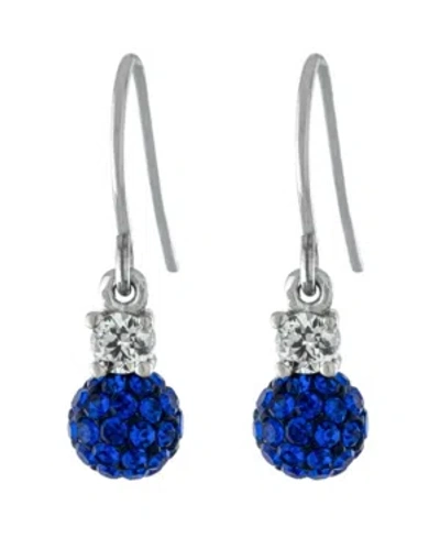 Giani Bernini 6mm Pave Crystal Ball Drop Wire Earrings In Sterling Silver In Blue