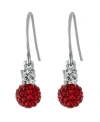 Giani Bernini 6mm Pave Crystal Ball Drop Wire Earrings In Sterling Silver In Red