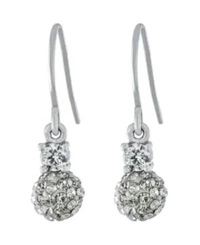 Giani Bernini 6mm Pave Crystal Ball Drop Wire Earrings In Sterling Silver In White