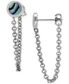 GIANI BERNINI ABALONE CHAIN FRONT AND BACK DROP EARRINGS IN STERLING SILVER (ALSO IN PINK SHELL), CREATED FOR MACY