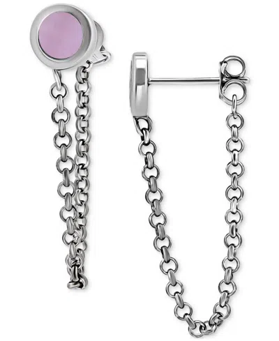 Giani Bernini Abalone Chain Front And Back Drop Earrings In Sterling Silver (also In Pink Shell), Created For Macy