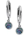 Giani Bernini Abalone Disc Dangle Hoop Drop Earrings In Sterling Silver, Created For Macy's In Abalone