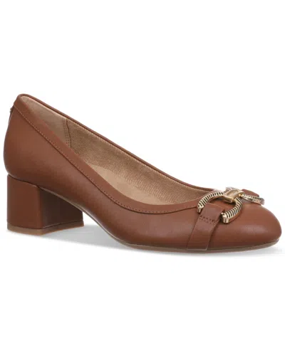 Giani Bernini Women's Ameriee Memory Foam Block Heel Dress Pumps, Created For Macy's In Cognac