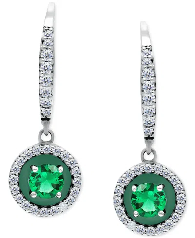 Giani Bernini Amethyst (1/4 Ct. T.w.), Cubic Zirconia, & Enamel Circle Dangle Hoop Earrings In Sterling Silver (al In Metallic