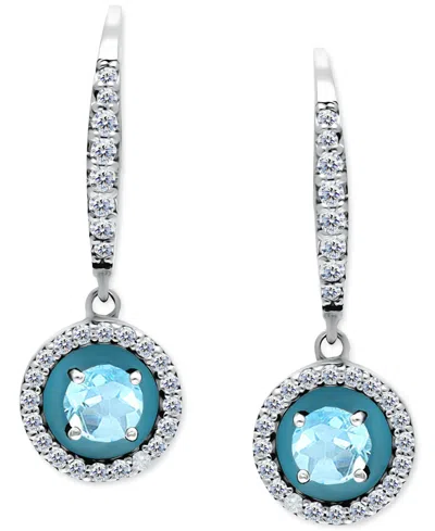 Giani Bernini Amethyst (1/4 Ct. T.w.), Cubic Zirconia, & Enamel Circle Dangle Hoop Earrings In Sterling Silver (al In Blue