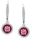Giani Bernini Amethyst (1/4 Ct. T.w.), Cubic Zirconia, & Enamel Circle Dangle Hoop Earrings In Sterling Silver (al In Multi