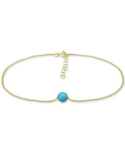 Giani Bernini Aventurine Ankle Bracelet (also In Cultured Freshwater Pearl, Onyx, Howlite, Sodalite), Created For  In Howlite,gold Over Silver