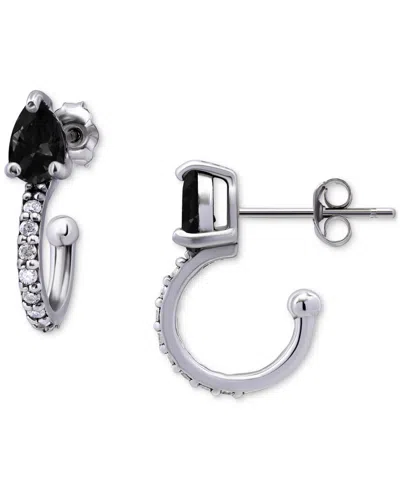 Giani Bernini Black & White Cubic Zirconia Pear Small Hoop Earrings In 18k Gold-plated Sterling Silver, 0.75", Cre