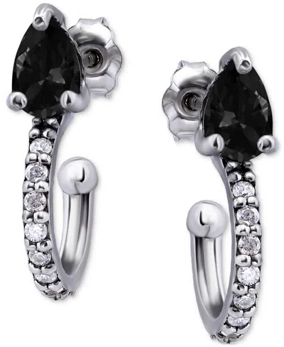 Giani Bernini Black & White Cubic Zirconia Post Hoop Earrings In Sterling Silver, Created For Macy's